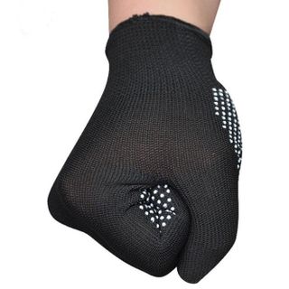 Găng tay lao động nam màu đen, chống bụi, thoáng khí, chống trượt, mỏng và bền, chấm cao su trắng L1923