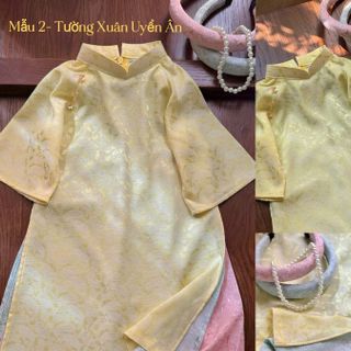 Áo dài bé gái gấm lụa 4 tà