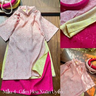 Áo dài bé gái gấm lụa 4 tà