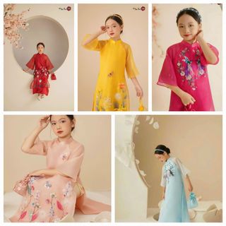 Sỉ áo dài bé gái - mộc trà