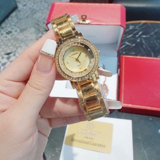 SALE NHANH ĐỒNG HỒ NỮ THỜI TRANG CHANEU VÀNG MẶT VIỀN ĐÁ