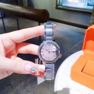 ĐỒNG HỒ NỮ CHÍNH HÃNG COMLOVEI  THÉP BẠC MẶT HỒNG VIỀN HỘT FULLBOX