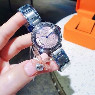 ĐỒNG HỒ NỮ CHÍNH HÃNG COMLOVEI  THÉP BẠC MẶT HỒNG VIỀN HỘT FULLBOX