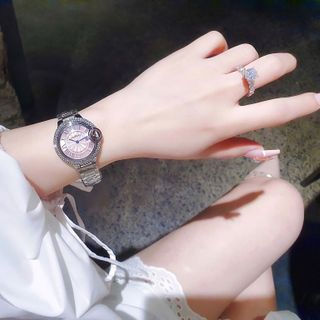 ĐỒNG HỒ NỮ CHÍNH HÃNG COMLOVEI  THÉP BẠC MẶT HỒNG VIỀN HỘT FULLBOX