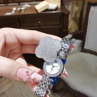 ĐỒNG HỒ NỮ CHÍNH HÃNG SCOTTIE DÂY INOX MẶT HỘT MỞ NẮP XOAY FULLBOX