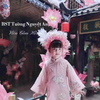 Sỉ buôn áo dài bé gái - hoa mẫu đơn