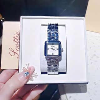 ĐỒNG HỒ NỮ CHÍNH HÃNG SCOTTIE DÂY THÉP BẠC MẶT VUÔNG XÀ CỪ FULLBOX