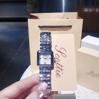 ĐỒNG HỒ NỮ CHÍNH HÃNG SCOTTIE DÂY THÉP BẠC MẶT VUÔNG XÀ CỪ FULLBOX