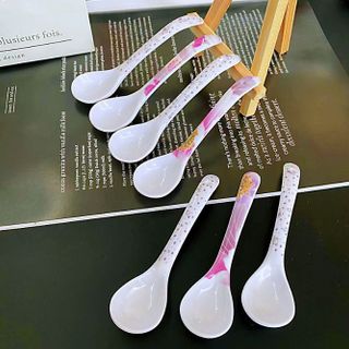 Thìa in cán cong, thìa nhựa nhỏ xíu dành cho trẻ em, thìa súp trẻ em L2042