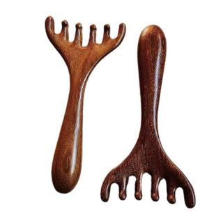 Lược massage đầu hình gạc hươu đàn hương kèm cào nhỏ dùng để cạo kinh lạc đầu, chăm sóc sức khỏe vai và cổ L1933