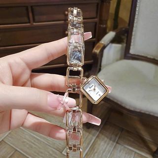 ĐỒNG HỒ NỮ CHÍNH HÃNG DIMINI DÂY LẮC ĐÍNH MẶT VUÔNG MINI ĐÍNH RỜI FULLBOX