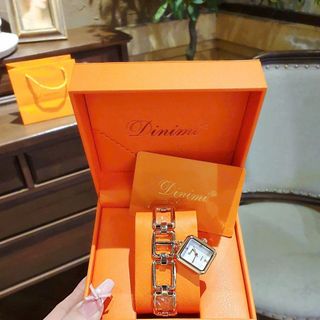 ĐỒNG HỒ NỮ CHÍNH HÃNG DIMINI DÂY LẮC ĐÍNH MẶT VUÔNG MINI ĐÍNH RỜI FULLBOX