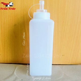 Chai nhựa 1 lít vuông đựng tương ớt, tương cà, mứt