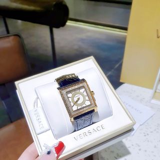 ĐỒNG HỒ NỮ CAO CẤP VERSEC DV25 LIKEAUTH DÂY DA MẶT VUÔNG HOA VĂN ĐÍNH HỘT