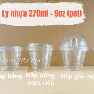 Combo 50 ly nhựa pet 9oz l cốc đựng kem, topping