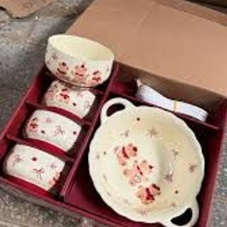 BỘ 9 CHI TIẾT Bát, Tô, Thìa họa tiết Gấu (THÙNG 10B)