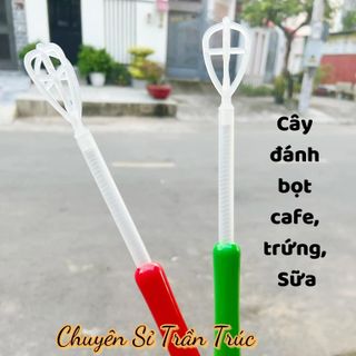 Cây khuấy tạo bọt cà phê, cây đánh trứng bằng nhựa có lò xo chắc chắn, cây tạo bọt cầm tay