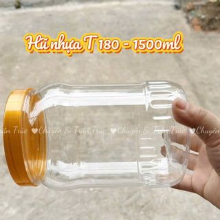 Hũ nhựa T180 -1500ml kèm nắp nhựa vàng đồng
