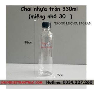 Chai nhựa tròn 330ml miệng nhỏ