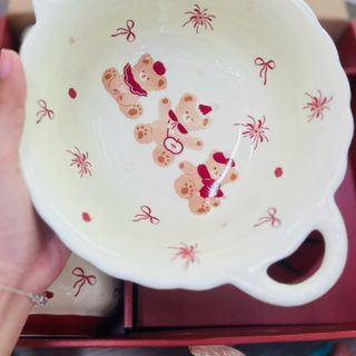 BỘ 9 CHI TIẾT Bát, Tô, Thìa họa tiết Gấu (THÙNG 10B)