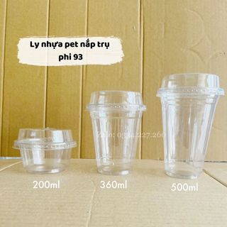 50 Ly Nhựa PET Nắp Trụ 200ml/360ml/500ml/700ml