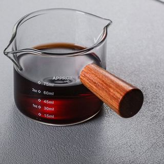 Cốc thủy tinh cán gỗ đong cà phê 75ml