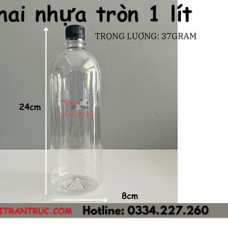 Chai nhựa 1 lít tròn - 37gram