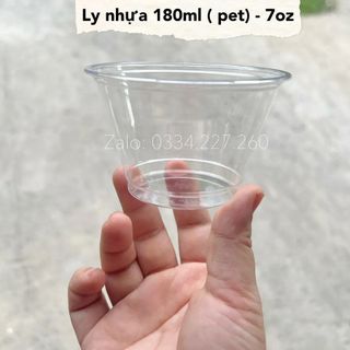 Combo 50 ly nhựa pet 180ml -ly nhựa 7oz kèm nắp bằng, nắp cầu, nắp trụ, nắp gấu