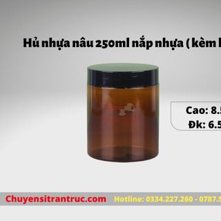Hủ Nhựa Nâu 250ml Nắp Nhựa (Kèm Lót)