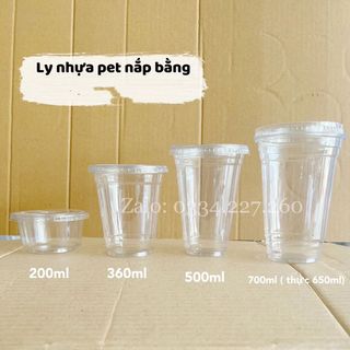 50 Ly Cốc Nhựa PET nắp bằng 200ml/360ml/500ml/700ml