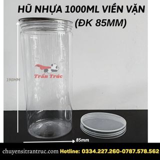 Hũ nhựa 1000ml nắp nhôm xé kèm nắp nhựa