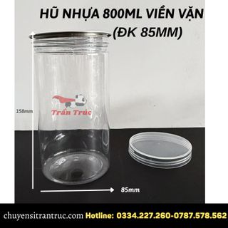 Hũ nhựa 800ml nắp nhôm xé kèm nắp nhựa
