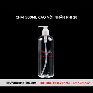 Chai 500ml cao vòi nhấn phi 28