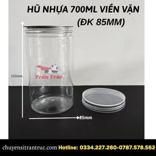 Hũ nhựa 700ml nắp nhôm xé kèm nắp nhựa