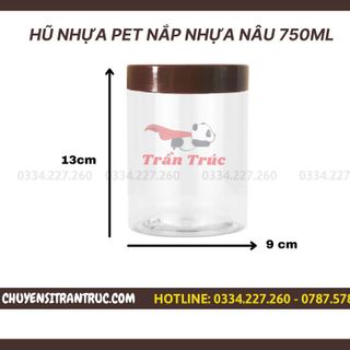 Hũ nhựa PET nắp nhựa 750ml (nâu, đen, trắng)