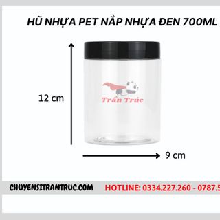 Hũ Nhựa Pet Nắp Nhựa 700ml (Nâu, Đen, Trắng)
