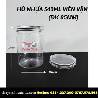 Hũ nhựa 540ml nắp nhôm xé kèm nắp nhựa