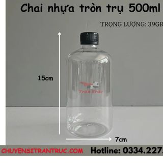 Chai Nhựa PET tròn 500ml Dáng Trụ