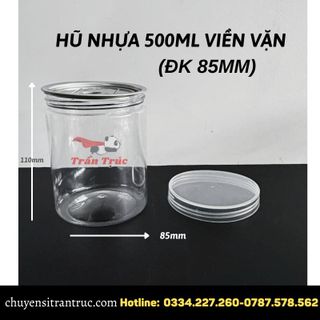 Hũ nhựa 500ml nắp nhôm xé kèm nắp nhựa