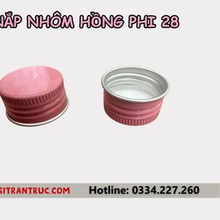 Nắp nhôm hồng phi 28 cuộn mép, nắp chai nhựa