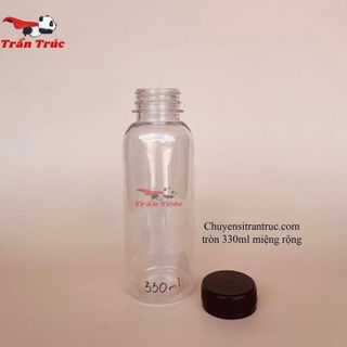Chai nhựa tròn 330ml cổ rộng có ren
