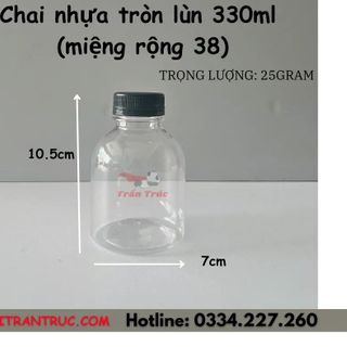 Chai nhựa tròn lùn 330ml miệng rộng
