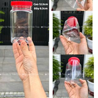 Hũ nhựa vuông nắp đỏ E020 - 500ml