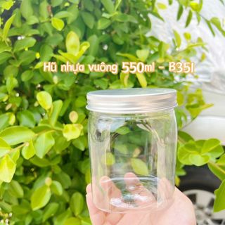 Hũ Nhựa Vuông 550ml Nắp Nhôm