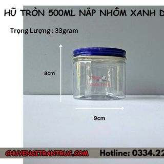Hũ Nhựa PET Nắp Nhôm 500ml