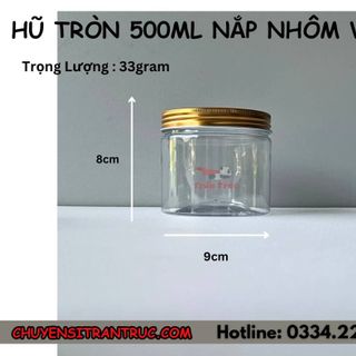 Hũ Nhựa PET Nắp Nhôm 500ml