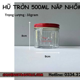 Hũ Nhựa PET Nắp Nhôm 500ml
