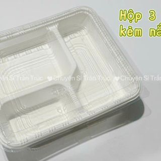 Hộp bả mía 3 ngăn kèm nắp pet