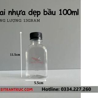Chai nhựa dẹp bầu 100ml