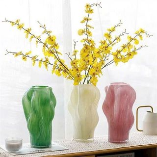 Bình Hoa , Lọ Hoa Thủy Tinh Màu Cẩm Thạch 30cm ( THÙNG 6c )